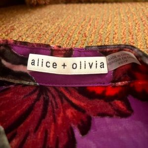 Alice + Olivia velvet floral sheer evening blouse